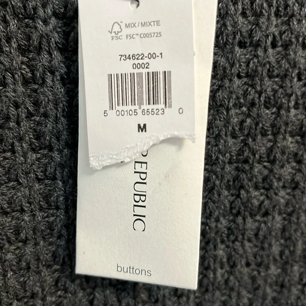 Banana Republic cardigan sweater med gray chunky knit tunic button cotton blend